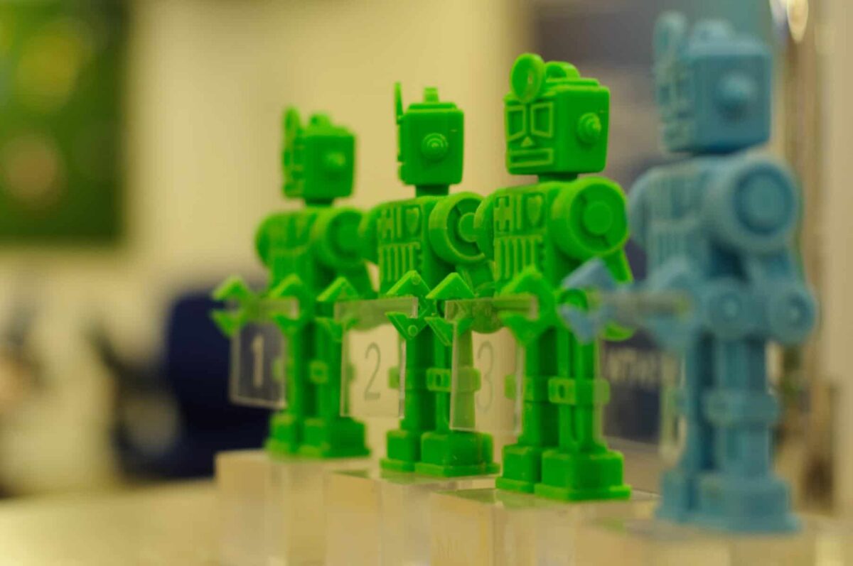 3D-printed Robot Trophies for HackJsy's Hackathon