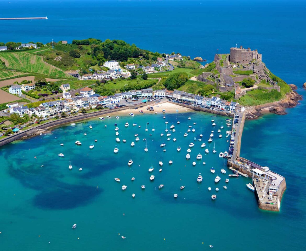 Aerial View of Gorey Harbour in Summer