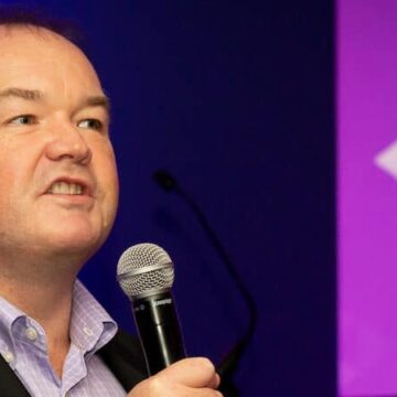 Tony Moretta speaking at Techawards 2019 - cropped image