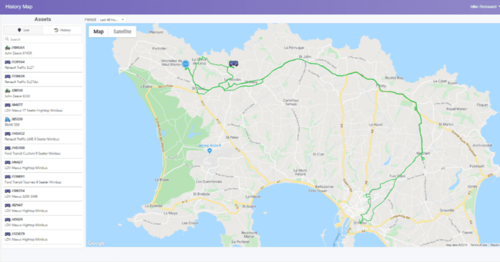 jersey royal company vehicle tracking map