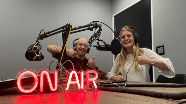 Marcus and Jenny in Podcast Studio | Digital Jersey | Workplace Wellbeing