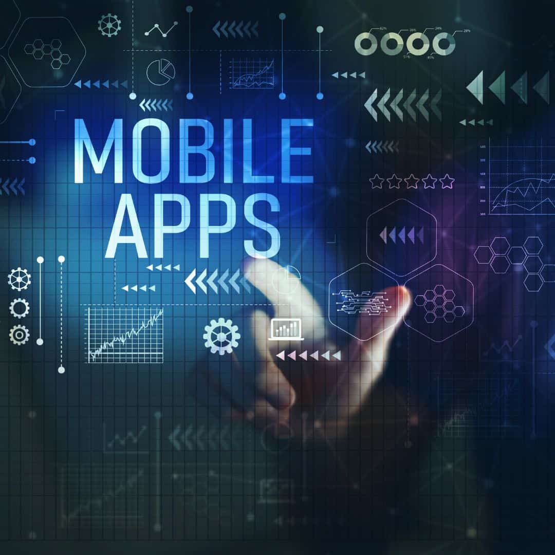 a hand reaching towards a screen full of various graphs and cyber-themed icons