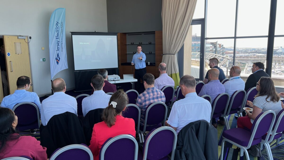Experts from Cyber Griffin, the City of London’s cyber crime unit attending a briefing hosted by Jersey Electricity 