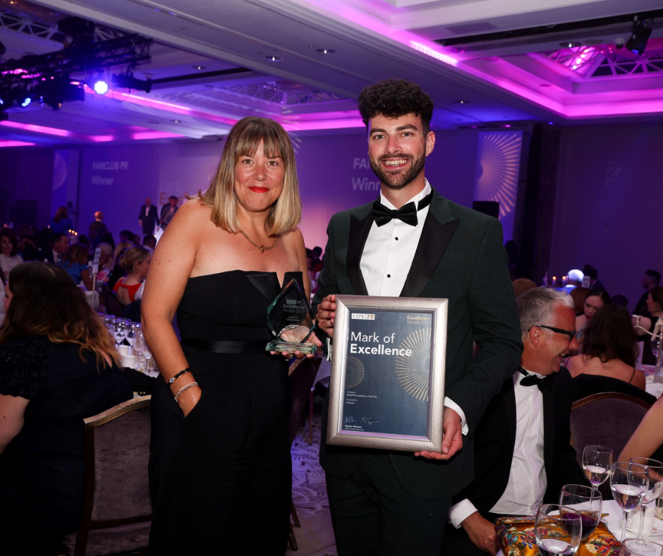 Brooke Kenyon and Dan Gallienne from Orchard receiving national mark of excellence award