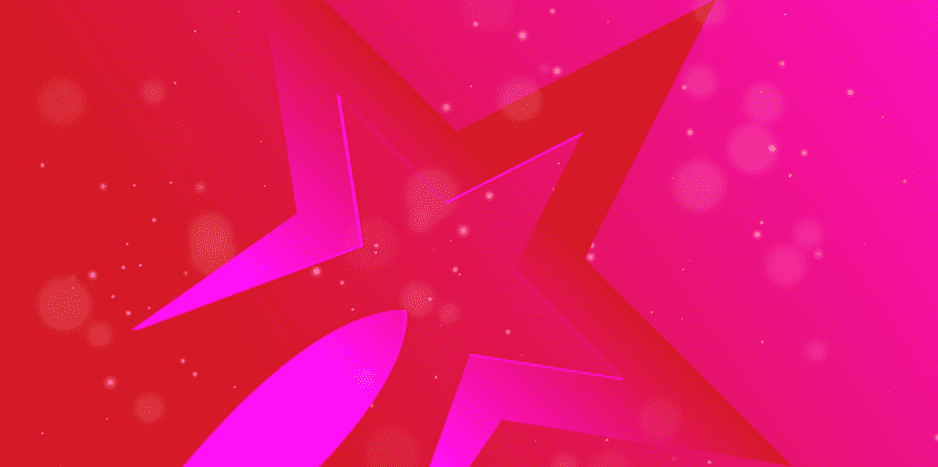 A pink star on a red background