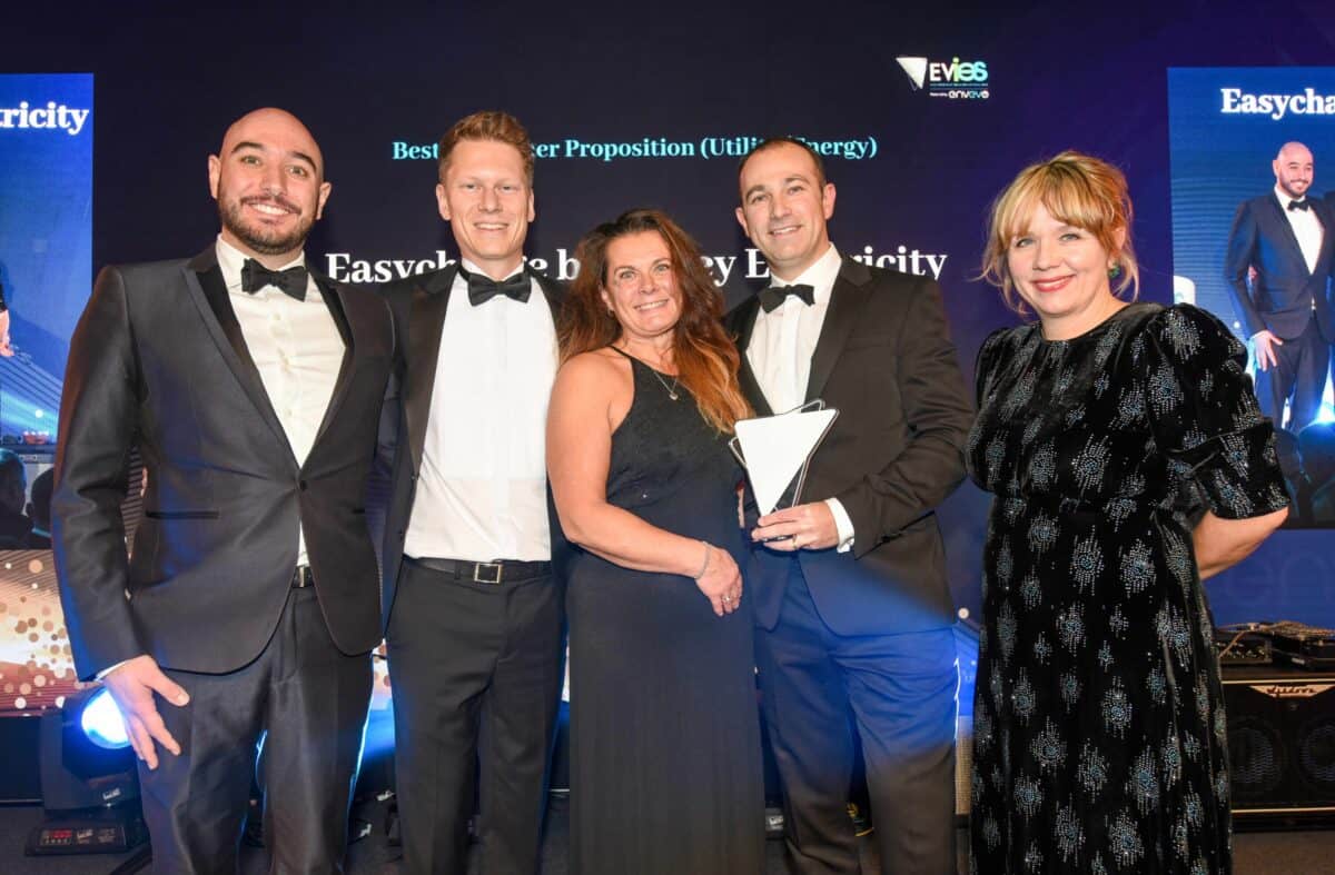 Team behind ‘Easycharge’ at the Electric Vehicle Innovation & Excellence Awards (EVies). 