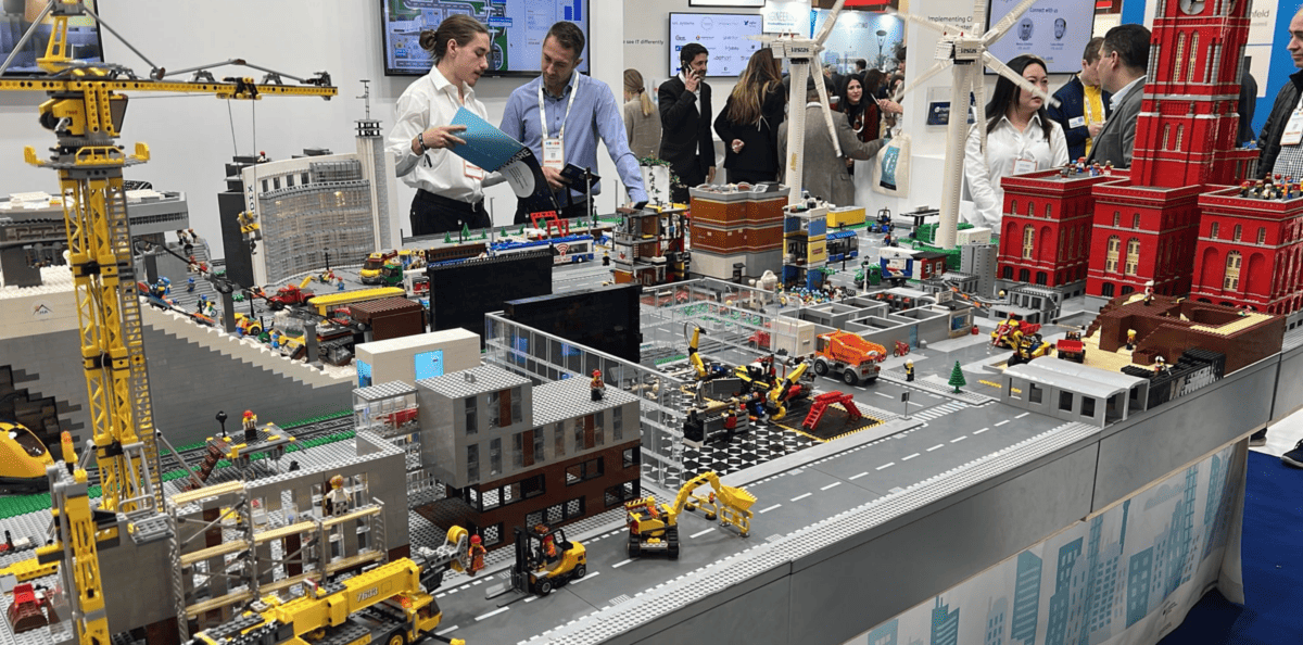 A Lego city display at Smart Cities World Expo in Barcelona