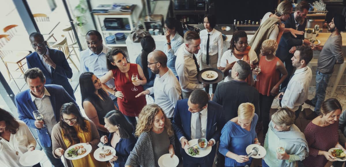 Digital Providers and Consumers networking at a restaurant party
