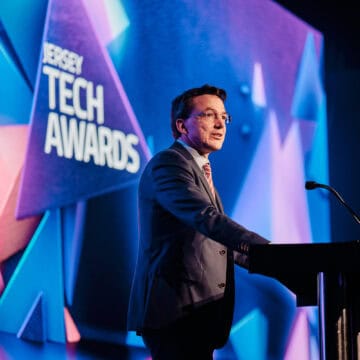 Speaker on stage at TechAwards