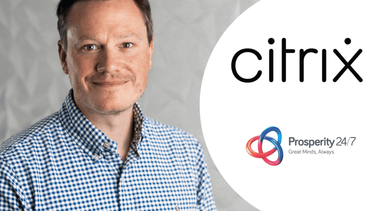 Lee Pirouet,headshot next to Prosperity 24/7 and Citrix Logos