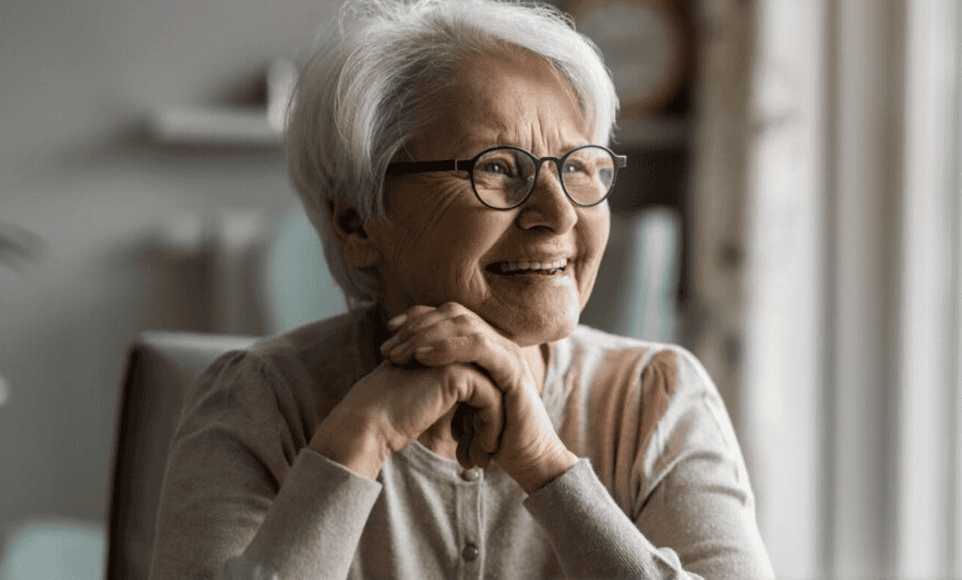 Elderly women smiling living independently in her home