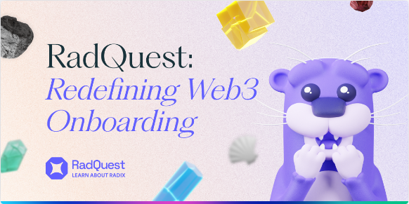 A graphic illustrating RadQuest, a crypto-based product by Radix