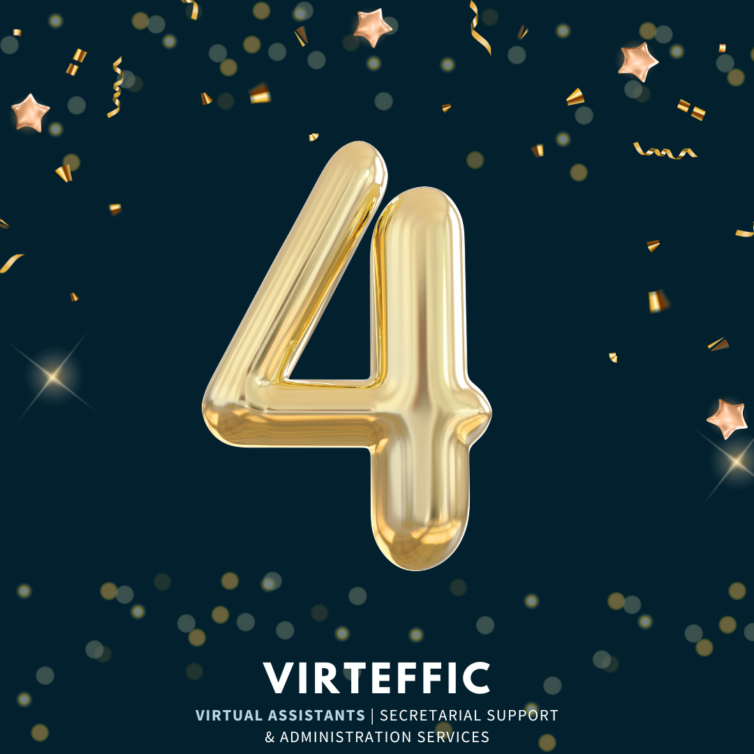 banner of a balloon of the number four to celebrate Virteffic's 4th birthday