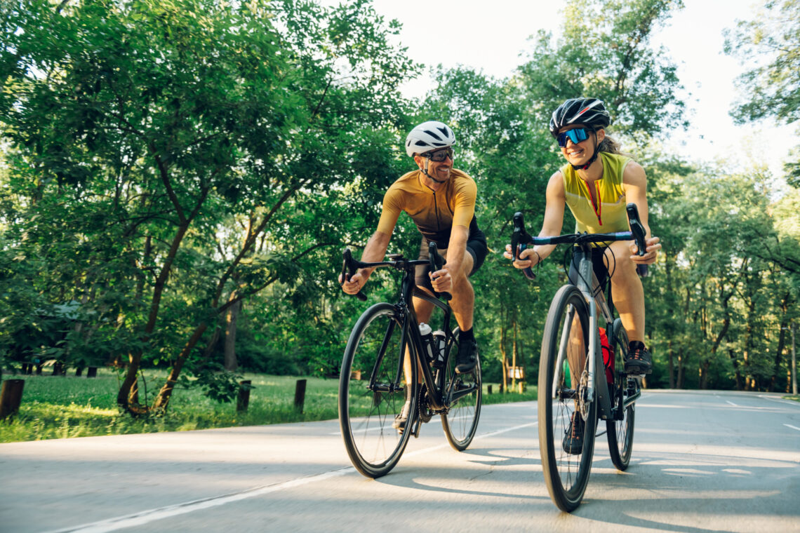 couple riding bicycles