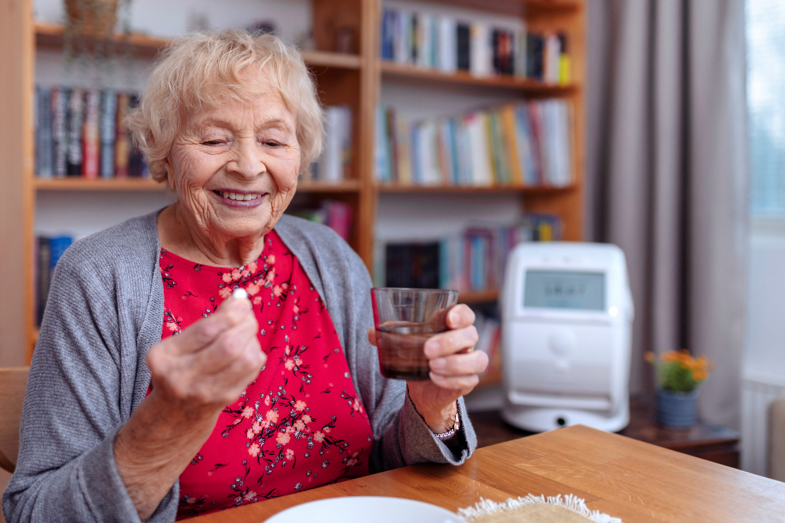 Lady taking medication